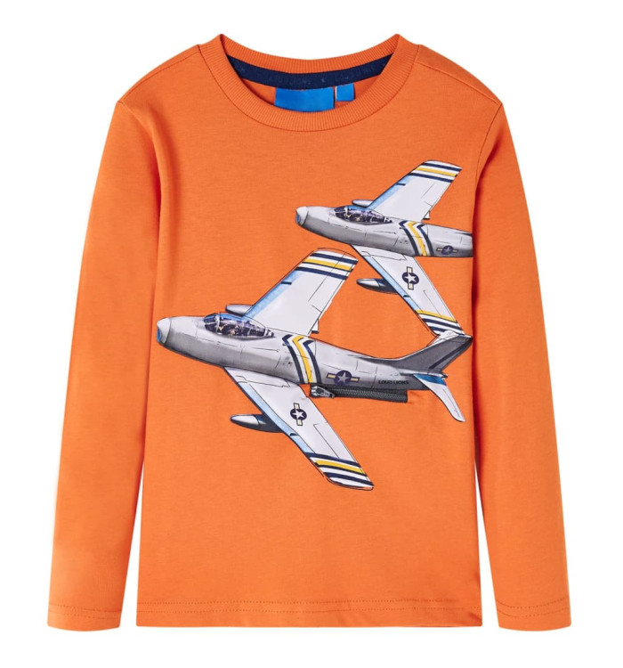 T-shirt enfants manches longues orange foncé 92 | Mobilier & Déco