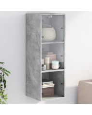 Armoire murale avec portes en verre gris béton 35x37x100 cm | Mobilier & Déco