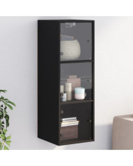Armoire murale avec portes en verre noir 35x37x100 cm | Mobilier & Déco