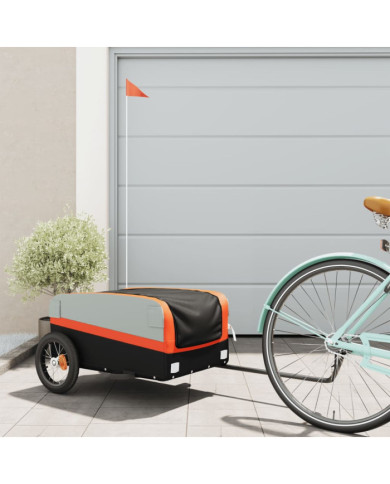 Remorque de vélo noir et orange 30 kg fer | Mobilier & Déco