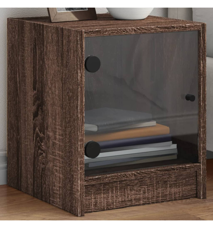 Tables de chevet et portes vitrées 2pcs chêne marron 35x37x42cm | Mobilier & Déco