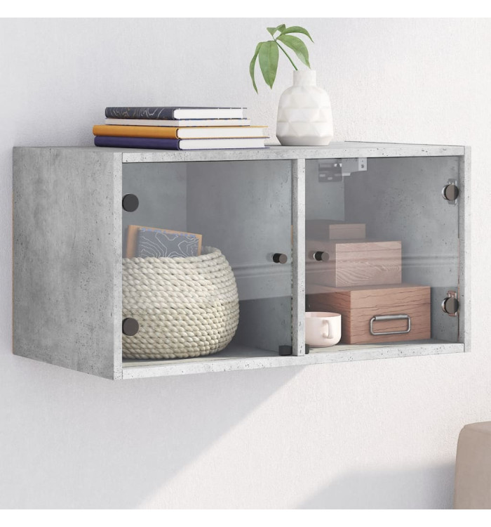 Armoire murale avec portes en verre gris béton 68,5x37x35 cm | Mobilier & Déco
