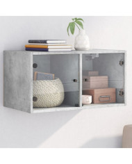Armoire murale avec portes en verre gris béton 68,5x37x35 cm | Mobilier & Déco