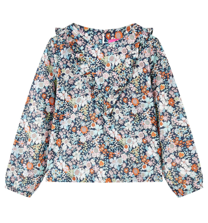 Chemise pour enfants à manches longues bleu foncé 140 | Mobilier & Déco
