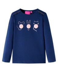 T-shirt pour enfants à manches longues bleu marine 140 | Mobilier & Déco