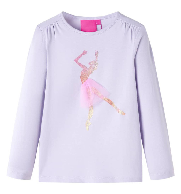 T-shirt enfants à manches longues lilas clair 104 | Mobilier & Déco