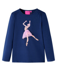 T-shirt enfants à manches longues bleu marine 128 | Mobilier & Déco