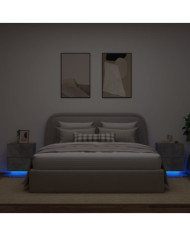 Armoires de chevet et lumières LED 2 pcs gris béton | Mobilier & Déco