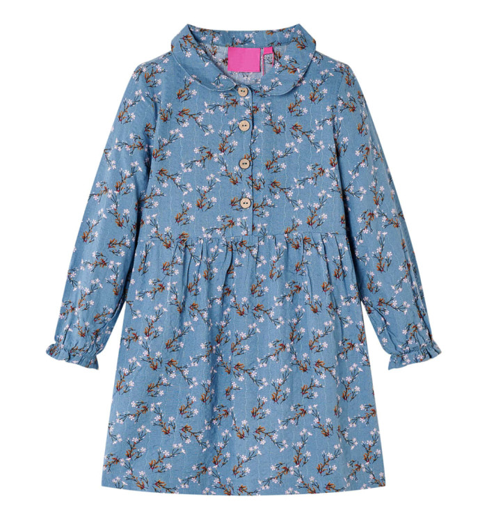 Robe pour enfants à manches longues bleu essence 128 | Mobilier & Déco