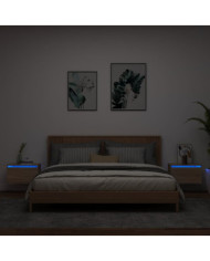 Tables de chevet murales avec lumières LED 2 pcs chêne sonoma | Mobilier & Déco