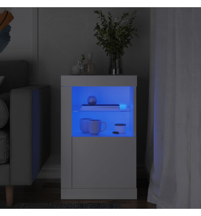 Armoire latérale avec éclairage LED blanc bois d'ingénierie | Mobilier & Déco