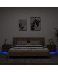Tables de chevet murales avec lumières LED 2 pcs chêne marron | Mobilier & Déco