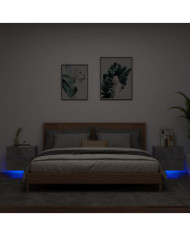Tables de chevet murales avec lumières LED 2 pcs gris béton | Mobilier & Déco