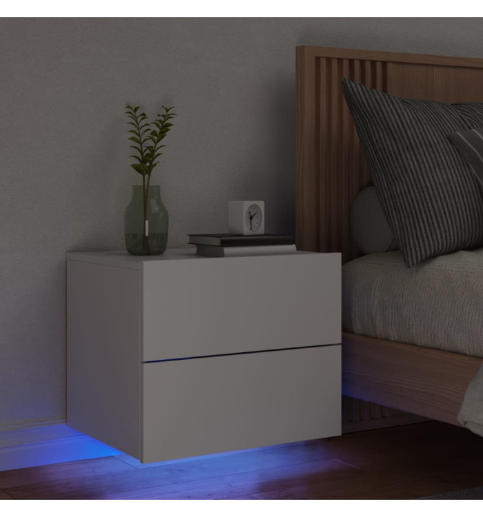 Table de chevet murale avec lumières LED blanc | Mobilier & Déco