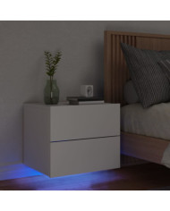 Table de chevet murale avec lumières LED blanc | Mobilier & Déco