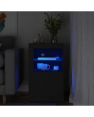 Armoire latérale avec lumières LED noir bois d'ingénierie | Mobilier & Déco