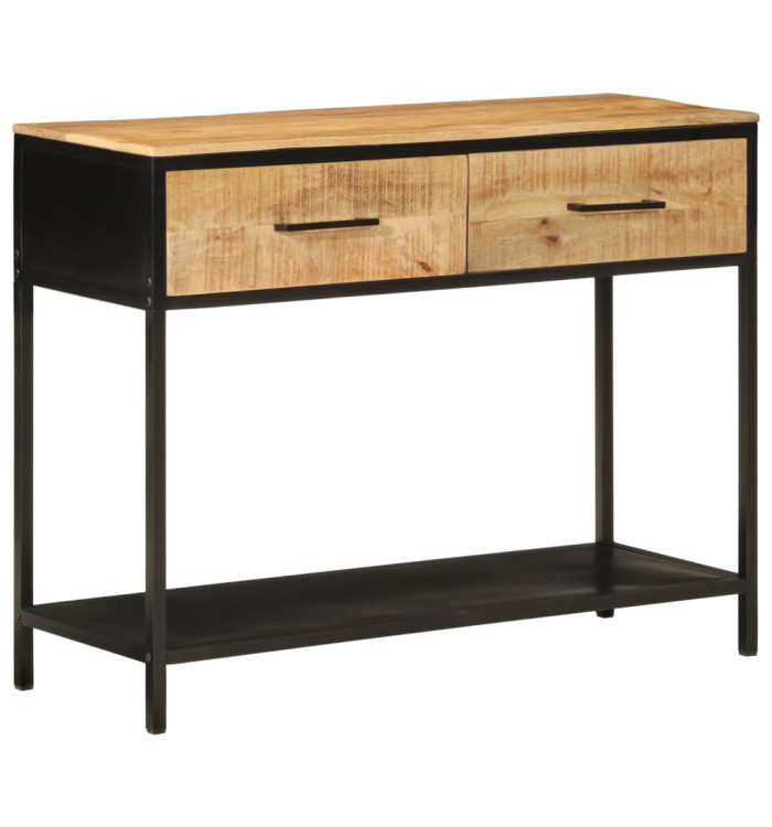 Table console 100x35x76 cm bois massif de manguier et fer | Mobilier & Déco