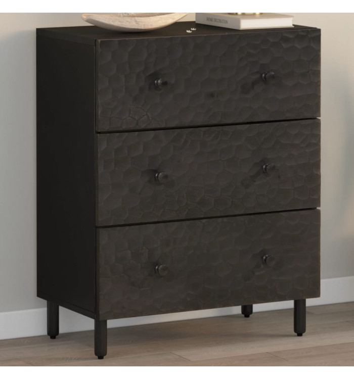 Armoire latérale noir 60x33x75 cm bois massif de manguier | Mobilier & Déco