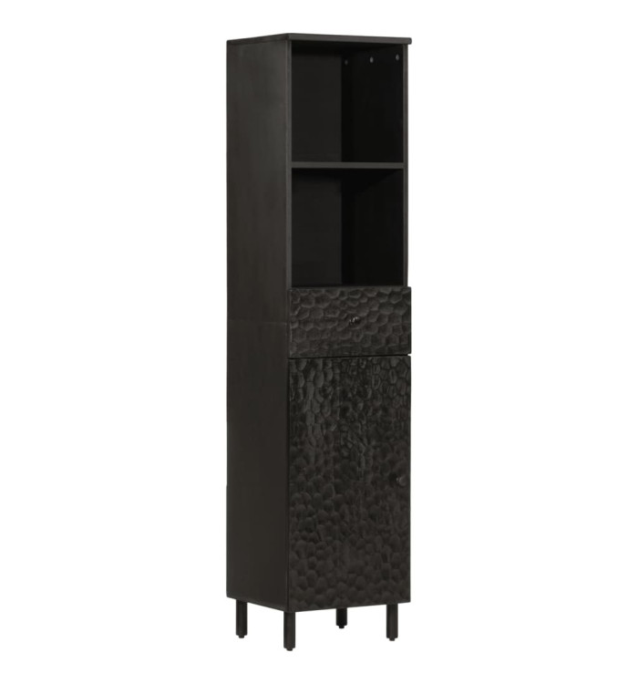 Armoire de salle de bain noir 38x33x160 cm bois massif manguier | Mobilier & Déco