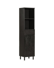 Armoire de salle de bain noir 38x33x160 cm bois massif manguier | Mobilier & Déco