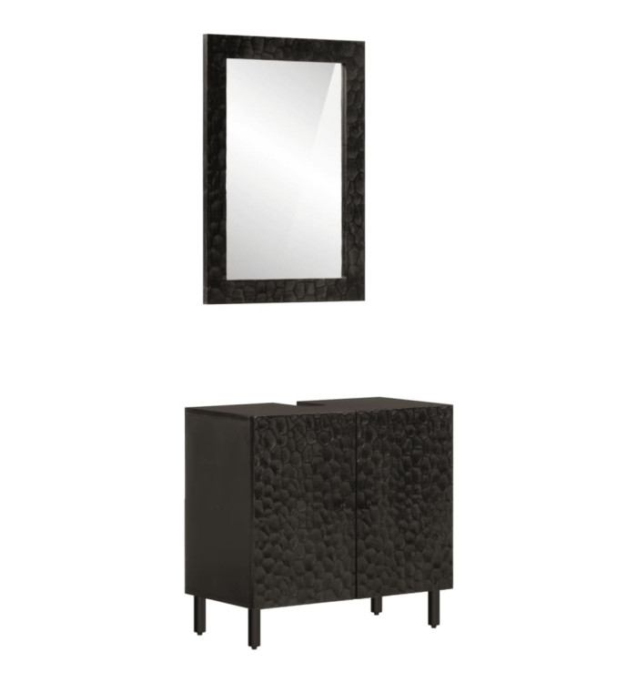 Ensemble d'armoires de salle de bain 2 pcs bois manguier massif | Mobilier & Déco