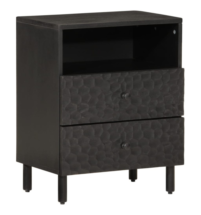 Table de chevet noir 50x33x60 cm bois de manguier massif | Mobilier & Déco