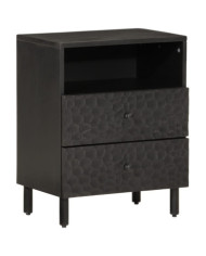 Table de chevet noir 50x33x60 cm bois de manguier massif | Mobilier & Déco