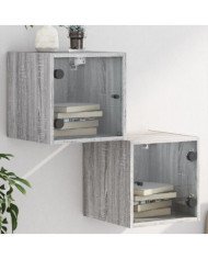 Tables de chevet et portes vitrées 2pcs sonoma gris 35x37x35cm | Mobilier & Déco