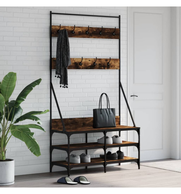 Porte-vêtements et rangement des chaussures chêne fumé | Mobilier & Déco