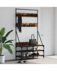 Porte-vêtements et rangement des chaussures chêne fumé | Mobilier & Déco