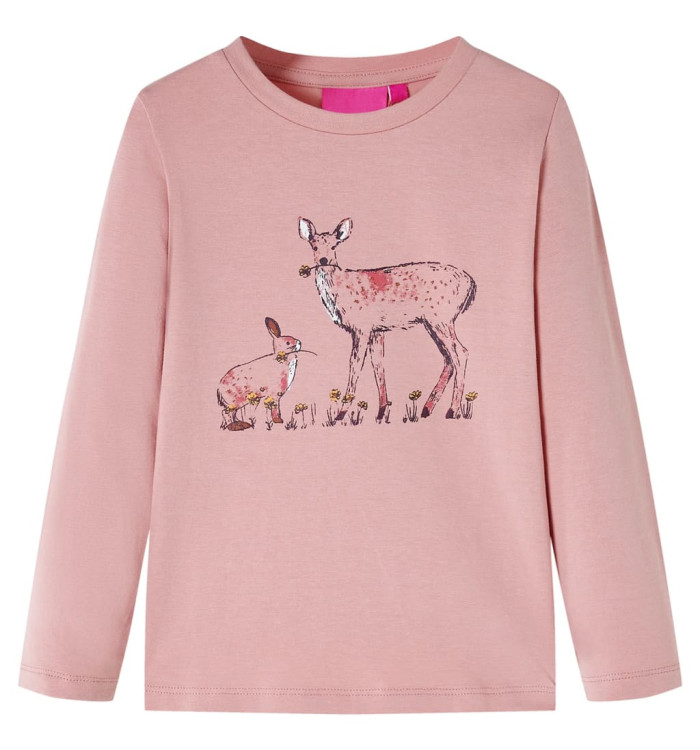 T-shirt pour enfants à manches longues rose 128 | Mobilier & Déco
