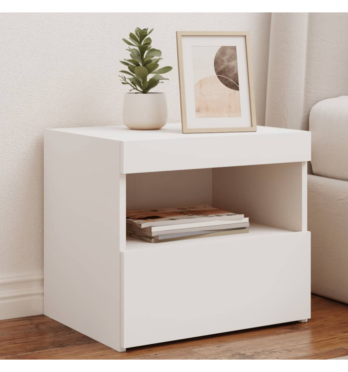 Table de chevet avec lumières LED blanc 50x40x45 cm | Mobilier & Déco
