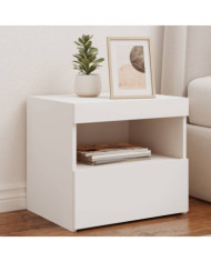 Table de chevet avec lumières LED blanc 50x40x45 cm | Mobilier & Déco