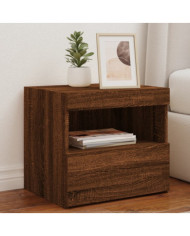 Table de chevet avec lumières LED chêne marron 50x40x45 cm | Mobilier & Déco