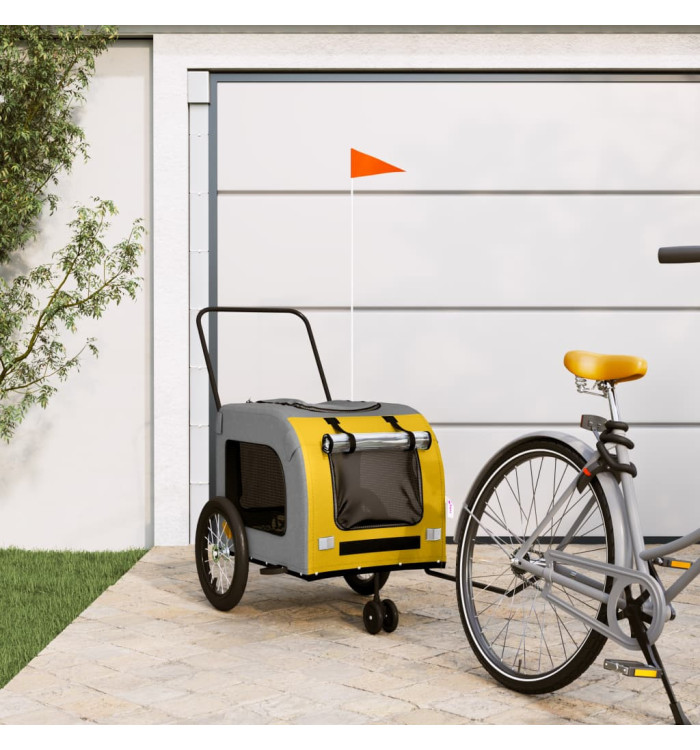 Remorque de vélo pour animaux de compagnie jaune et gris | Mobilier & Déco