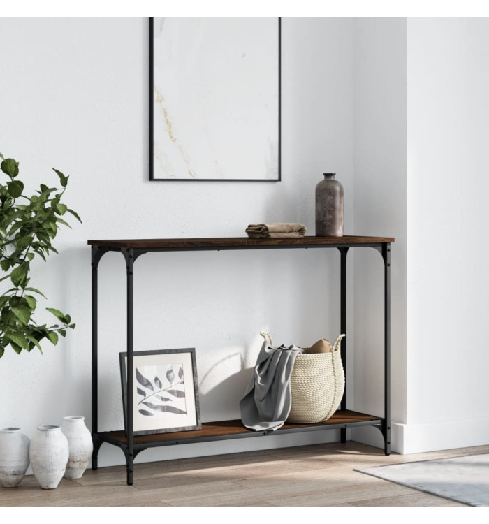 Table console chêne marron 101x30,5x75 cm bois d'ingénierie | Mobilier & Déco