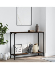 Table console chêne marron 101x30,5x75 cm bois d'ingénierie | Mobilier & Déco