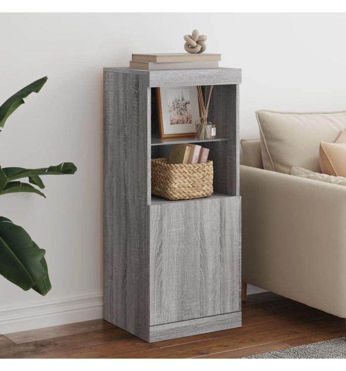 Buffet avec lumières LED sonoma gris 41x37x100 cm | Mobilier & Déco