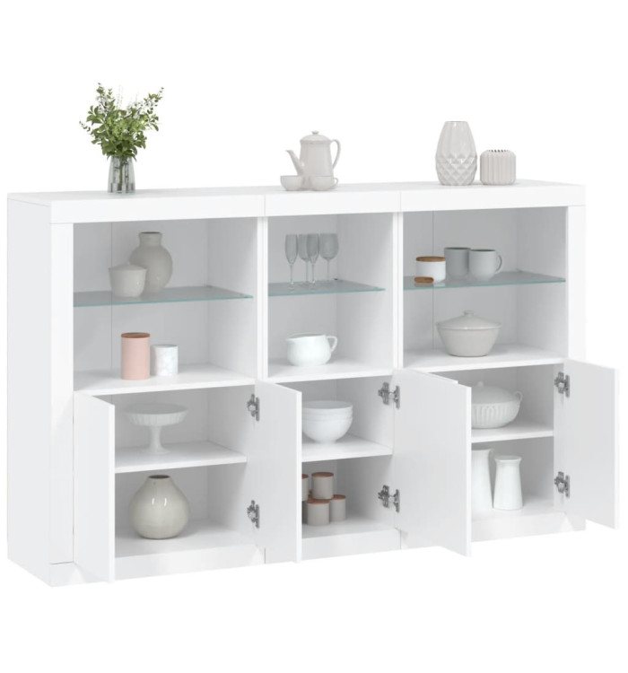 Buffet avec lumières LED blanc 162x37x100 cm | Mobilier & Déco