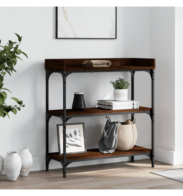 Table console avec étagères chêne marron 75x30x80 cm | Mobilier & Déco