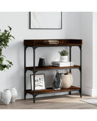Table console avec étagères chêne marron 75x30x80 cm | Mobilier & Déco