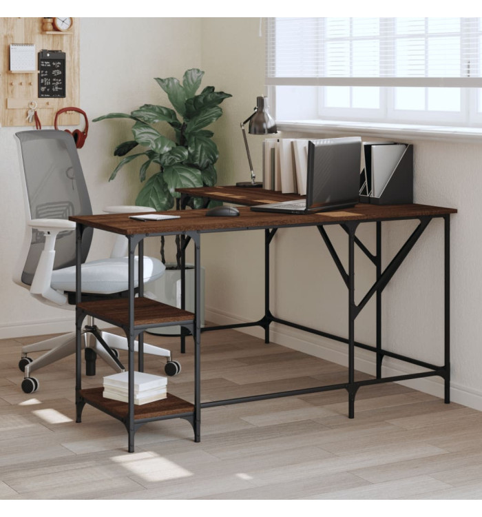 Bureau chêne marron 139x139x75 cm bois d'ingénierie | Mobilier & Déco