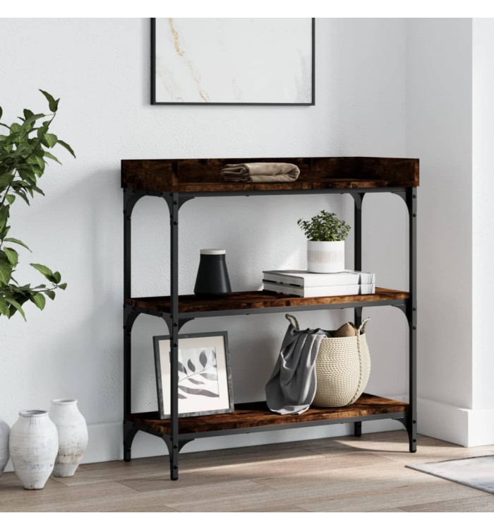 Table console avec étagères chêne fumé 75x30x80 cm | Mobilier & Déco
