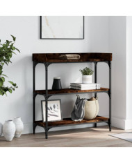 Table console avec étagères chêne fumé 75x30x80 cm | Mobilier & Déco