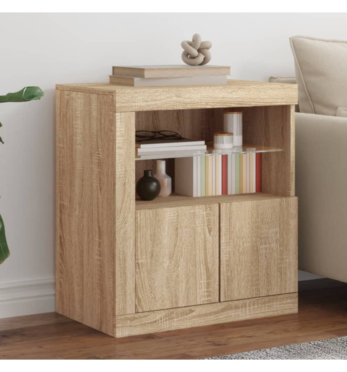 Buffet avec lumières LED chêne sonoma 60,5x37x67 cm | Mobilier & Déco