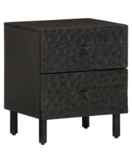 Table de chevet noir 40x33x46 cm bois de manguier solide | Mobilier & Déco