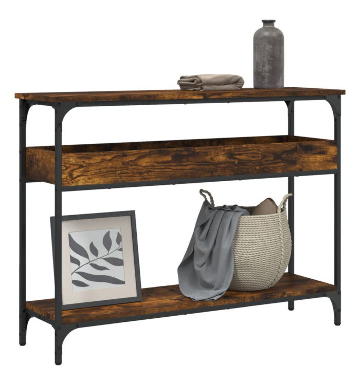Table console avec étagère chêne fumé 100x29x75 cm | Mobilier & Déco
