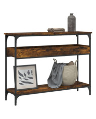 Table console avec étagère chêne fumé 100x29x75 cm | Mobilier & Déco