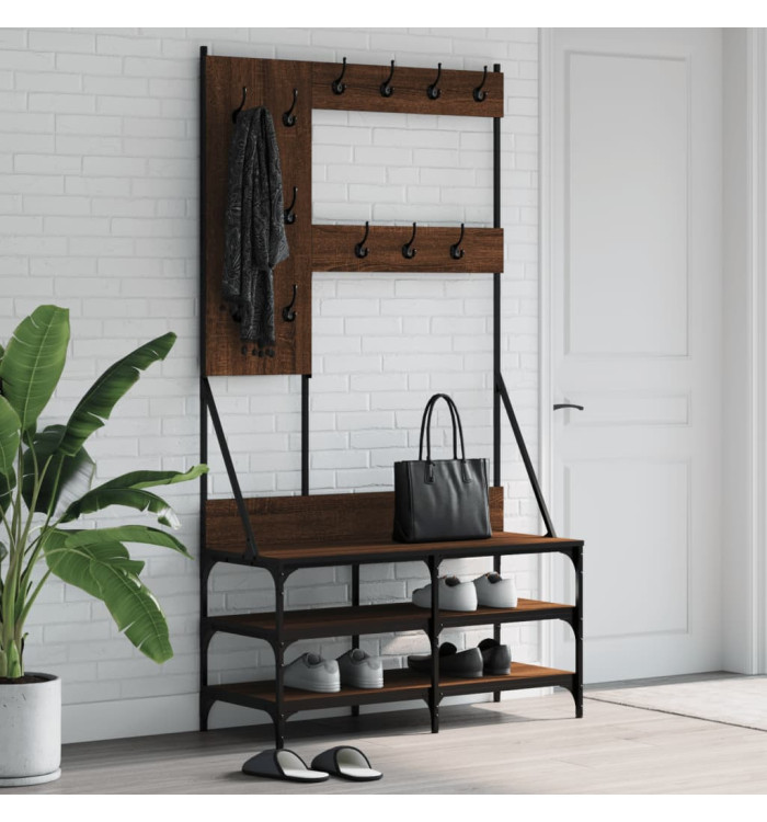 Porte-vêtements et rangement des chaussures chêne marron | Mobilier & Déco