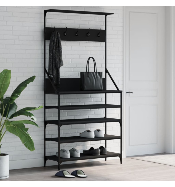 Porte-vêtements et rangement des chaussures noir 90x34x184 cm | Mobilier & Déco
